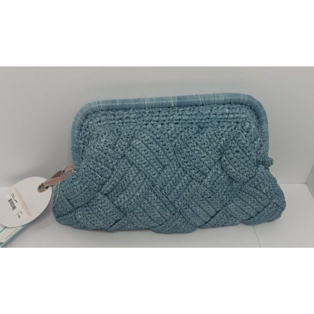 BTB Los Angeles Women's HARPER Framed Woven Raffia Clutch Purse NWT - Picture 3 of 11